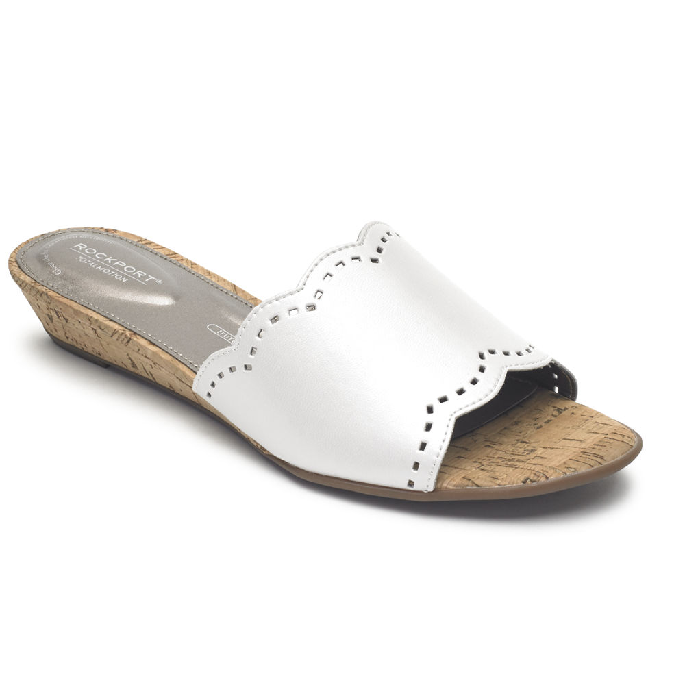 Sandalias Rockport Mujer Mexico - Total Motion Zandra Scallop Blancos - ZFLQN3784